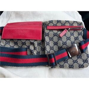 Gucci Gray and Red Men's Belt Bag